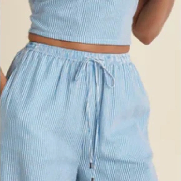 Women's Light Blue Striped Pant Set - Picture 2 of 3